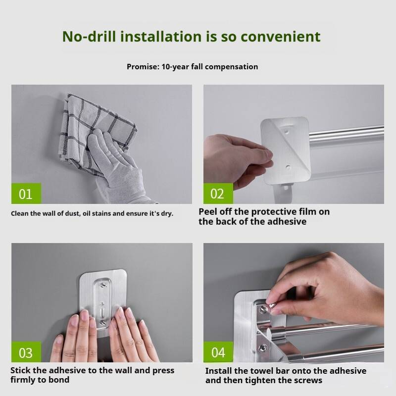 Zapatero de pared ajustable: organizador expandible de 2 niveles para baño, dormitorio y sala de estar (sin taladros, aluminio inoxidable, plateado/negro)_voghion.com