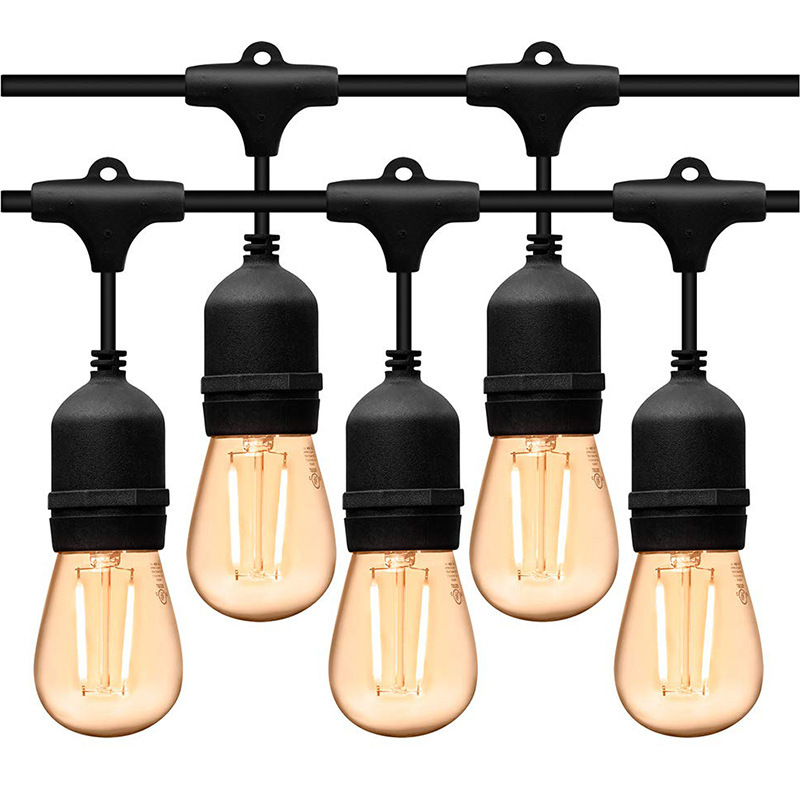 Luci a LED per esterni di qualità commerciale da 45 piedi, luci da campeggio S14 impermeabili con luce bianca calda, infrangibili per patio_voghion.com