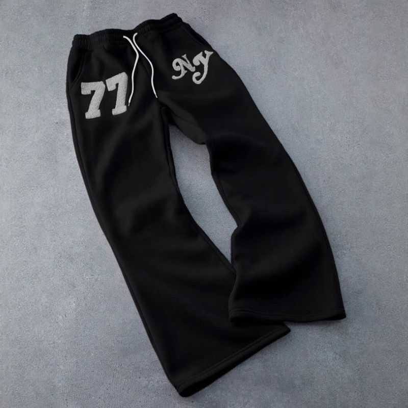 Streetwear Y2K High-Waist Drawstring Jogger Pants For Couples - Hip-Hop Baggy Sweatpants With Embroidery (Black, Pink, White)_voghion.com