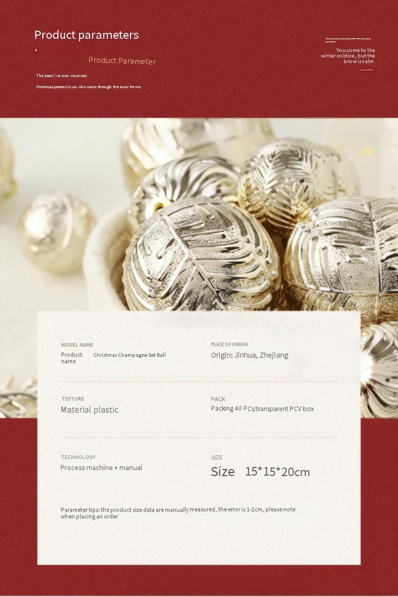 Christmas Champagne Gold Reindeer Ball Ornament Set - Elegant Tree Decorations For Holiday Festivities_voghion.com