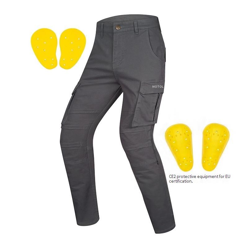 Pantalones de moto blindados con certificación CE de nivel 2: estilo retro unisex para el trabajo, para desplazamientos y conducción informal. Protección para todo tipo de clima con protectores de cadera y rodillas._voghion.com