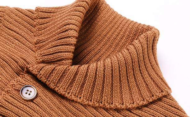 Suéter casual masculino de malha - Pulôver de inverno com caimento solto e gola xale, mistura de lã de coelho lavável à máquina_voghion.com