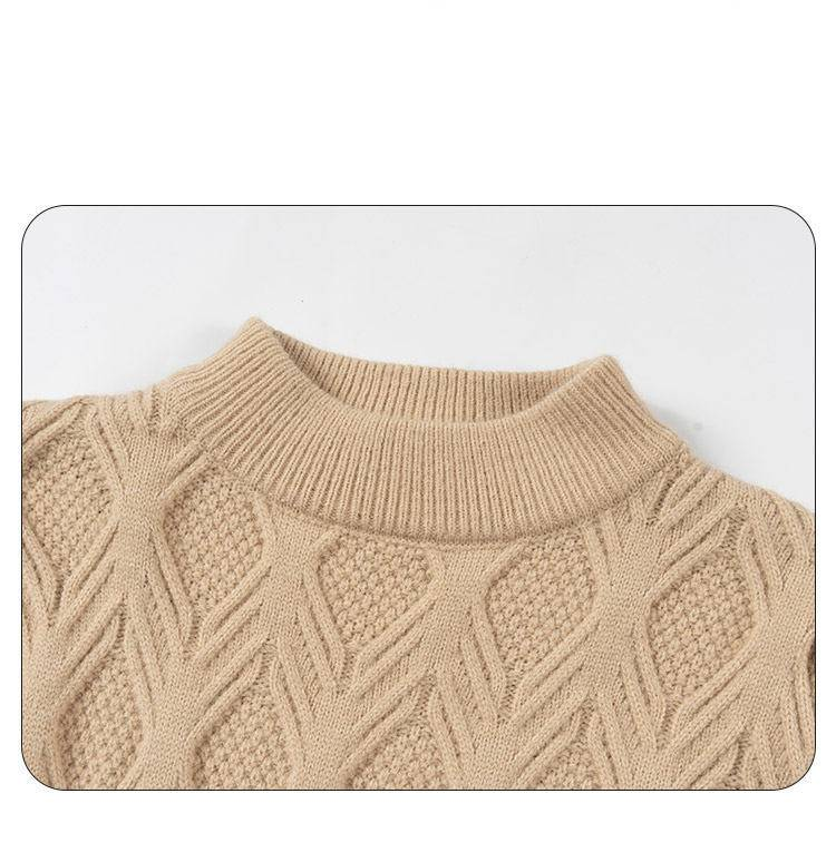 Men's Clothing Retro Diamond Pattern Vintage Diamond Knit Sweater - Relaxed Fit Crewneck Pullover For Casual Layering (Black, Khaki, Cream, Blue)_voghion.com