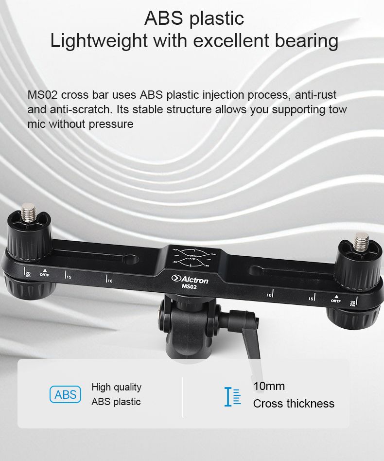 Alctron MS02 stereo mikrofon çubuğu Açı ve yükseklik ayarlanabilir fonksiyonu ile net ölçekli çoklu kayıt yolu_voghion.com