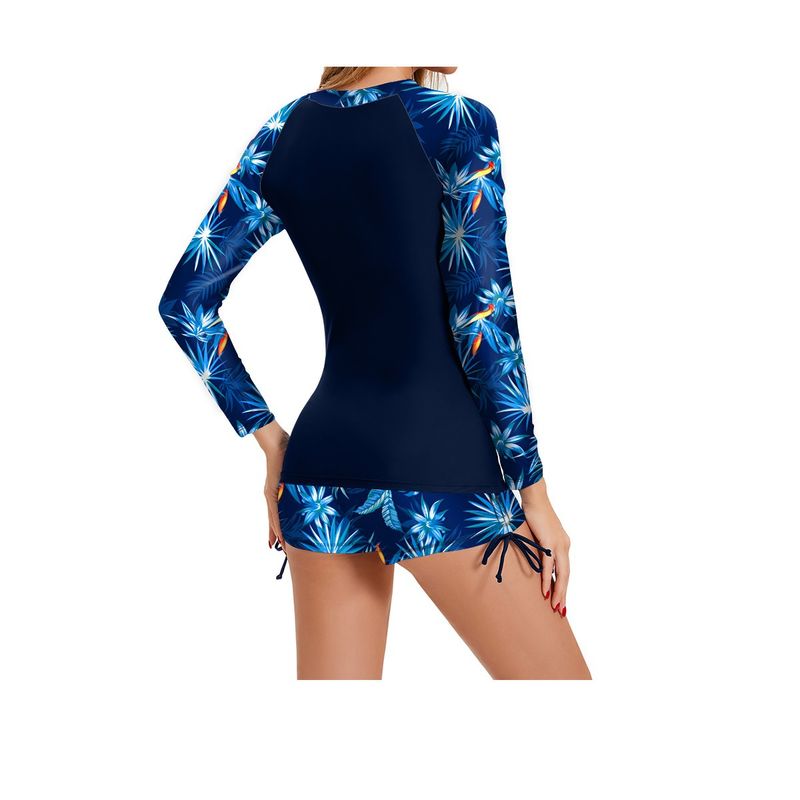 Maillot de bain une pièce à fermeture éclair pour femme, maillot de bain de surf à manches longues, combinaison de surf à protection solaire, combinaison de plongée avec tuba et méduses à corne plate_voghion.com