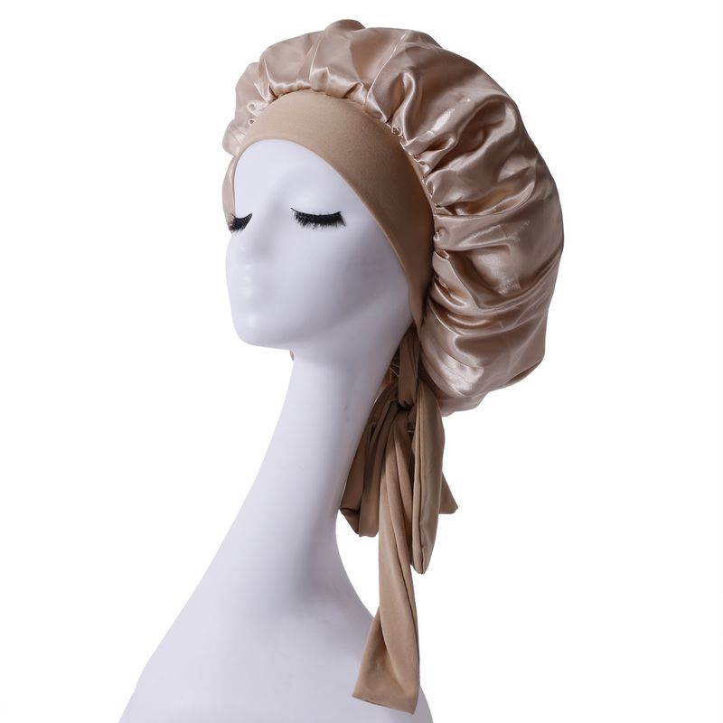 Cuffia da doccia in raso a doppio strato - Tesa larga 36 cm con nastro decorativo e design bicolore per la protezione dei capelli_voghion.com