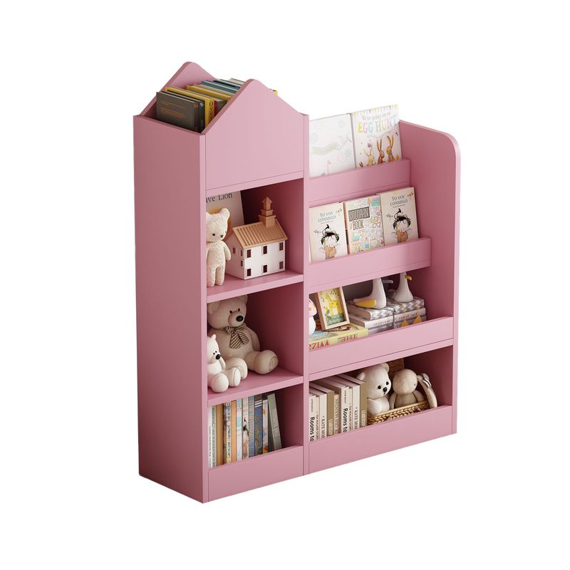 Kids Wooden Bookshelf Toy Storage Organizer With Bookcase, Kid's Storage Unit With 6 Compartments, Children Multi Shelf For Books, Toys Shelf_voghion.com
