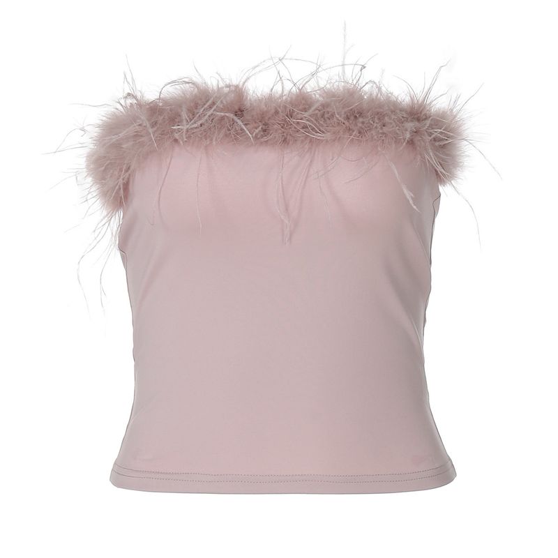 Ropa de mujer Primavera/Verano 2025 Nueva moda Conjunto sexy con flecos en el pecho, escote sencillo y ajustado._voghion.com