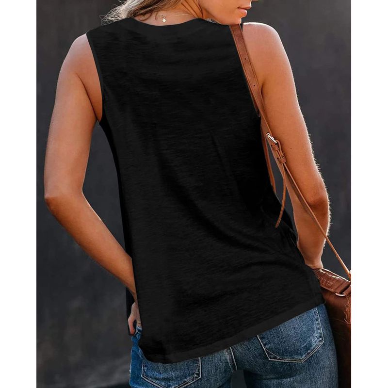 Canotta tinta unita con scollo a V e fibbia personalizzata, modello elegante, moda donna primavera/estate 2025_voghion.com