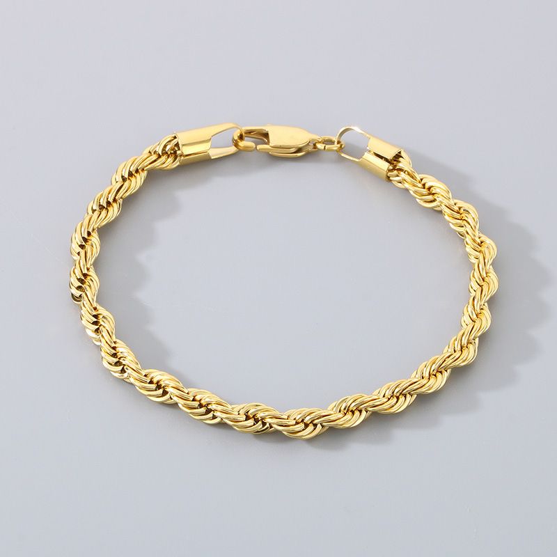 Mode einfache schlichte Titan Stahl Twist Figaro Armband kubanischen Herren Kette Schmuck_voghion.com