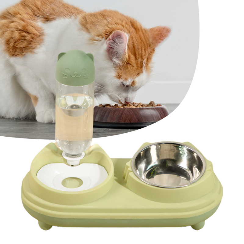 Guangying 1 conjunto moda 3 em 1 tigela de gato tigela dupla automática beber tigela proteção pescoço cão gato beber tigela de alimentação suprimentos para animais de estimação_voghion.com
