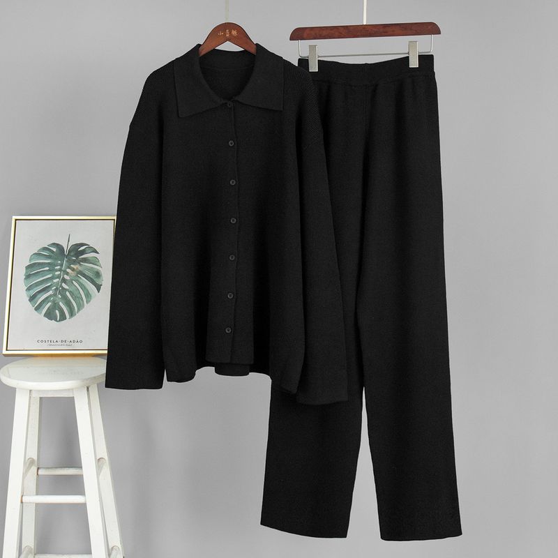Knitted Cardigan And Long Pants 2025 Autumn Winter New Loose Two-Piece Casual Sweater Set For Women_voghion.com