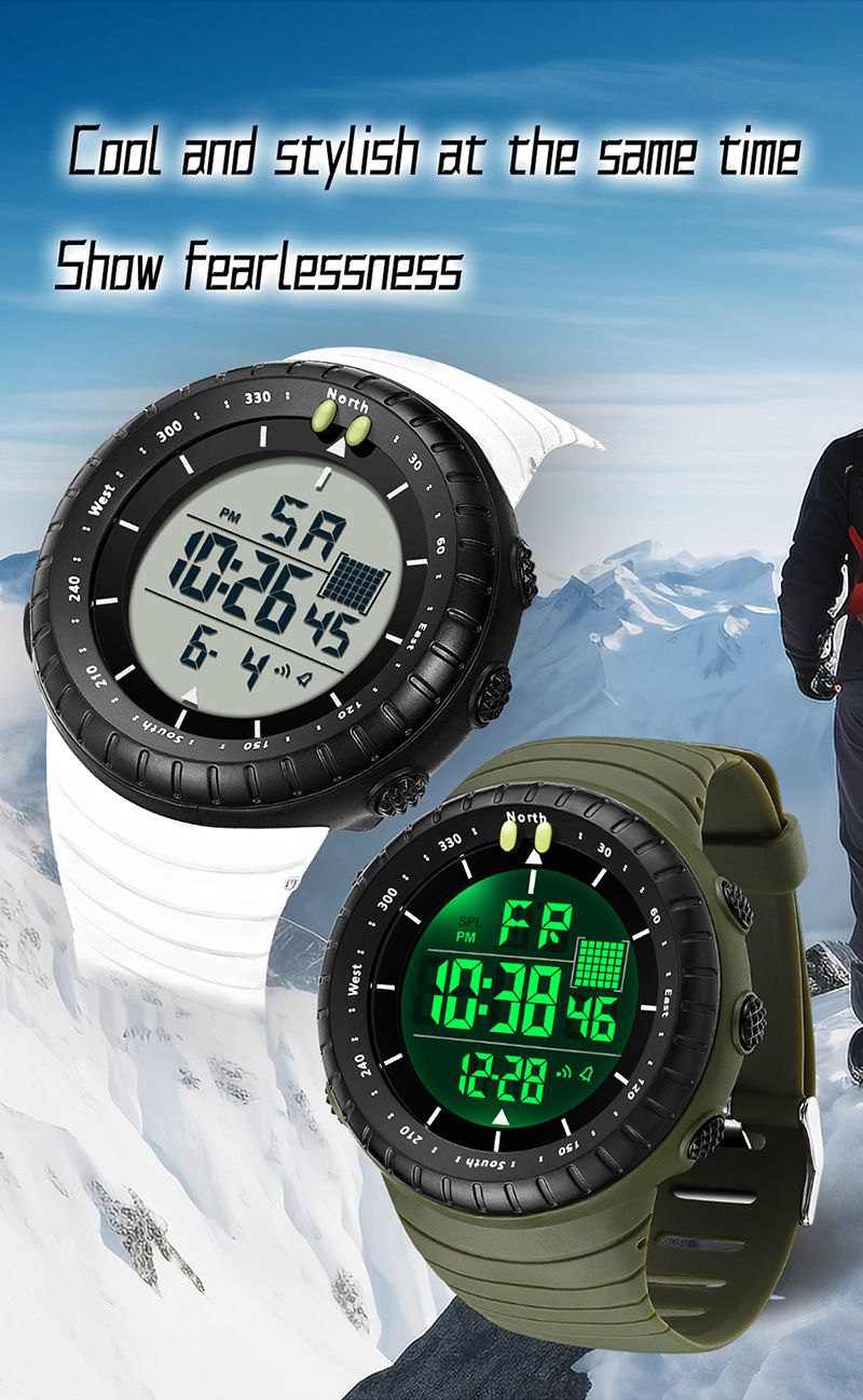 Large Dial Digital Sports Watch With Night Light, Waterproof, Alarm, Stopwatch, And Multi-Function Men Women Luminous Alarm Clock Multi Function Watch_voghion.com