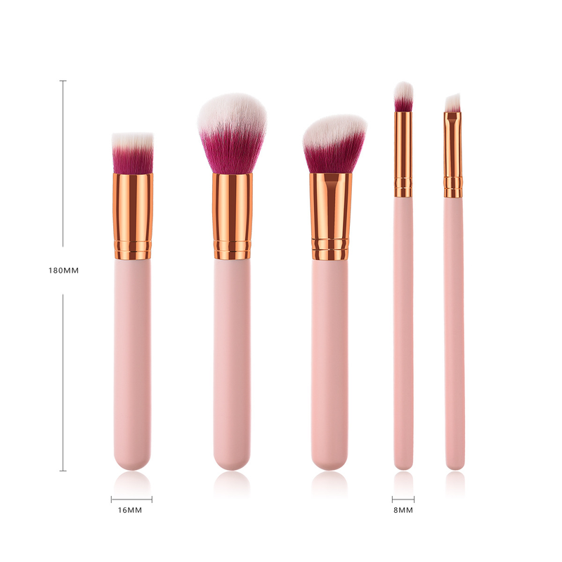 Pennelli per trucco da 5 pezzi, strumenti di bellezza, manico in legno Yuncai, tubo per la bocca, capelli in nylon GUJHUI_voghion.com