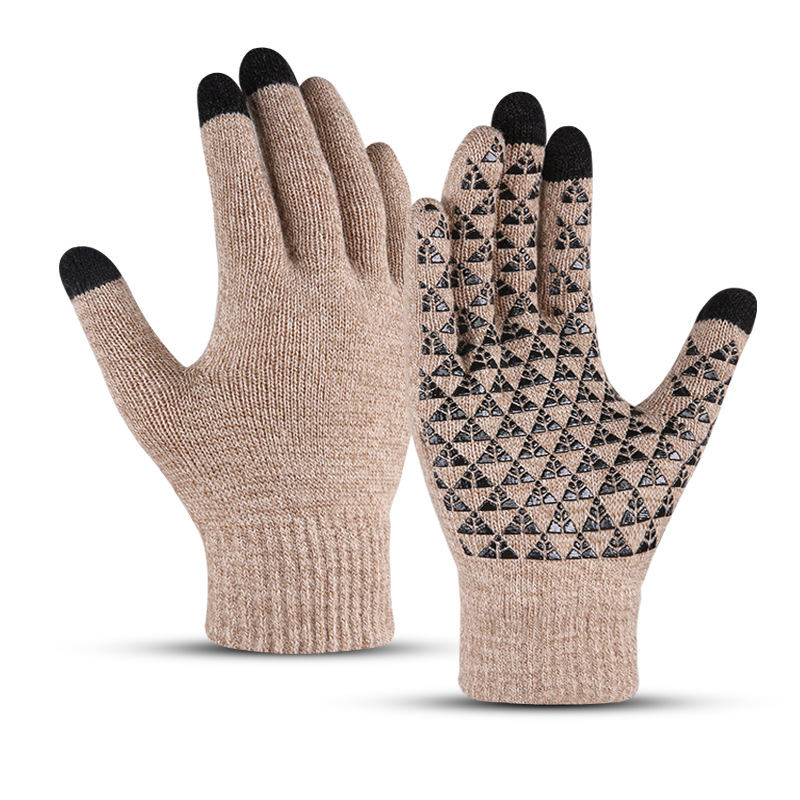 Pantalla táctil para hombre y mujer, otoño e invierno, cálida, resistente al frío, gruesa, estilo coreano, de lana tejida, para conducir y andar en bicicleta._voghion.com