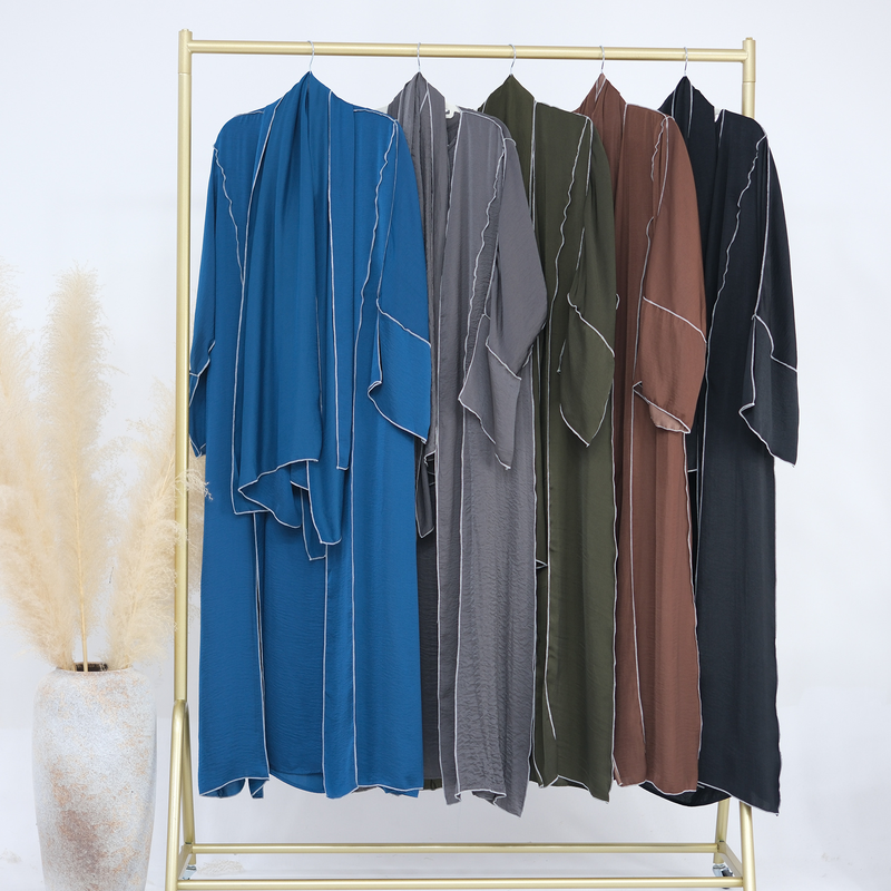 Dameklær Dubai Tyrkia Dubai Ensfarget Hooked Cardigan Plus Innerkjole Lr692_voghion.com