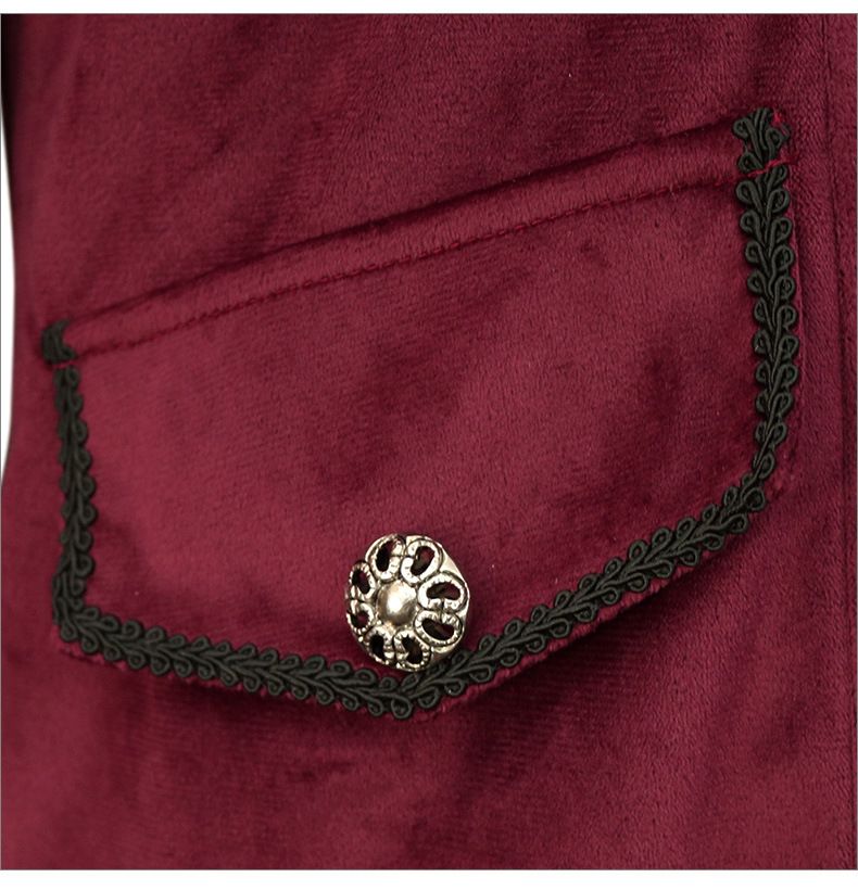 Herren-Samtfrack – Gothic-viktorianische Abendjacke mit Stehkragen, Bühnenauftritt & Cosplay-Kostüm_voghion.com