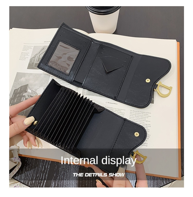 European and American retro women's wallet buckle 2023 new trendy Hong Kong style folding women's soft leather wallet simple ins coin purse_voghion.com