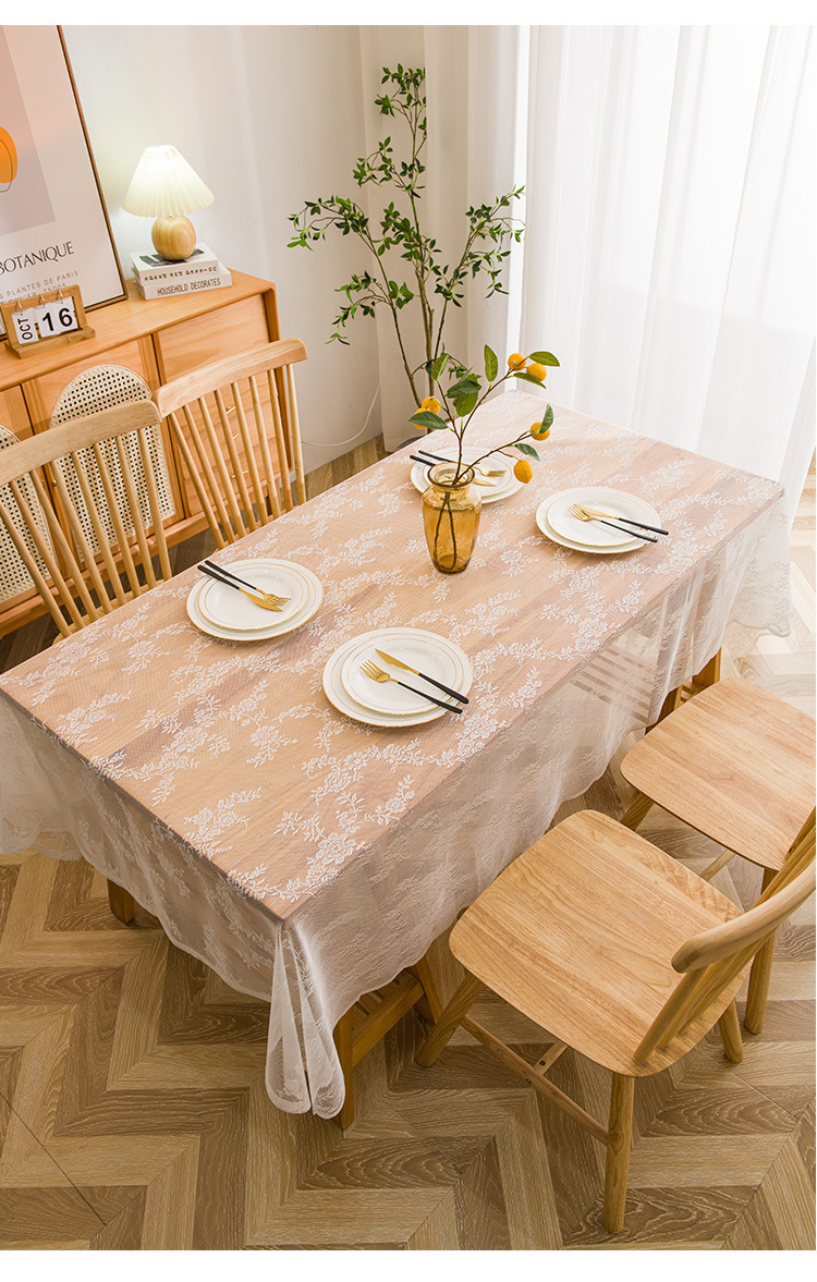 French romantic hollowed out dining table cloth white lace American high-end round tablecloth mesh red photo decoration background cloth_voghion.com