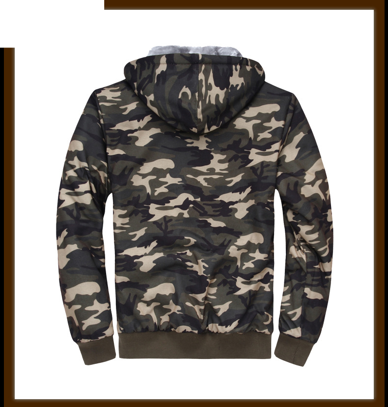 Fleece Men's Tracksuit Hoodie Suit Slim And Thick Warm Camouflage Suit_voghion.com