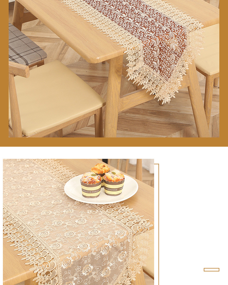 Lace French table flag Nordic water soluble light luxury hollow embroidery triangle table cloth coffee table flag table cover cloth_voghion.com