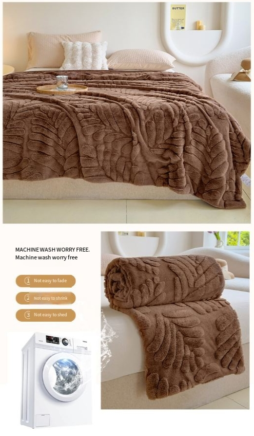 Couverture double épaisseur en forme de feuille de bananier, motif lapin, multifonctionnelle, pour la sieste, décoration de canapé_voghion.com