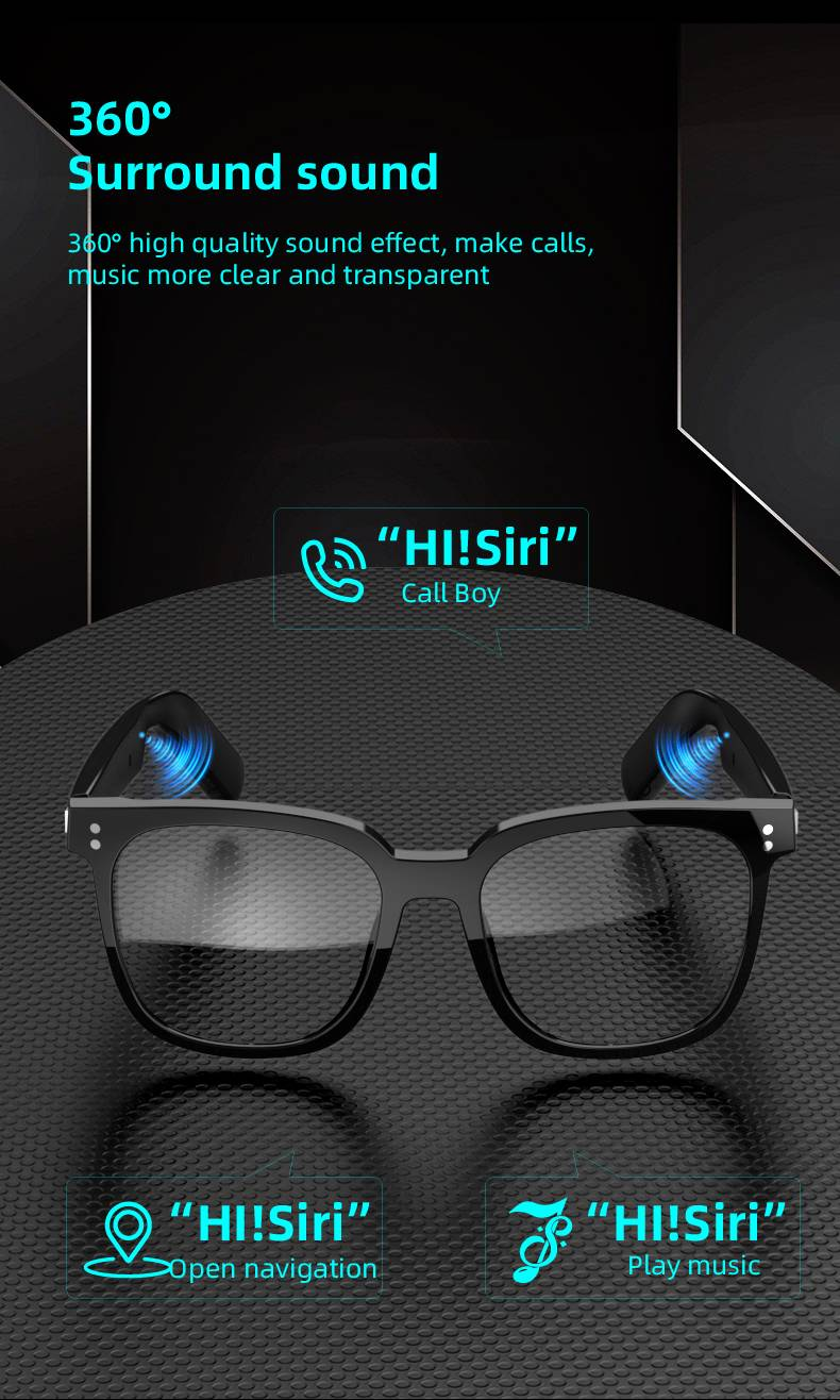 Smart Glasses Open Ear Bluetooth Zonnebril voor Mannen Vrouwen Bluetooth 5.4 Smart Glasses Touch Control Muziek Bellen Met Vervangbare UV-gefilterde Lenzen_voghion.com