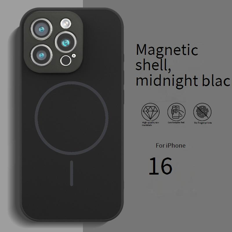 Telefonhüllen-Abdeckungen, anwendbar auf Mobiltelefonhülle Flüssigmagnetkristalllinsenring iPhone15 Feste Farbe Anti-Fall-Hartschale_voghion.com