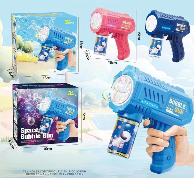 Pistolet à bulles Gatling à LED - Souffleur de bulles automatique avec effets lumineux Machine à bulles portative pour enfants Fête en plein air et jouet de parc_voghion.com