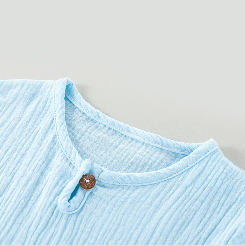 Pijamas finos de algodón puro para madres e hijos, ropa de aire acondicionado, ropa de bebé de manga corta para el hogar, traje informal de algodón_voghion.com