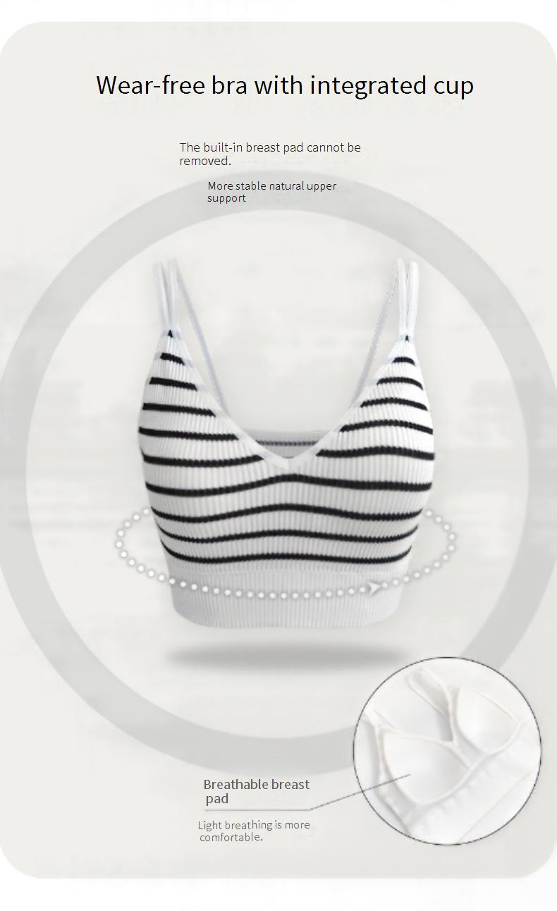 Women's Seamless Bralette With Lace Back – Comfortable Strappy Camisole, Breathable Sports Bra, Anti-Slip Built-in Cups_voghion.com