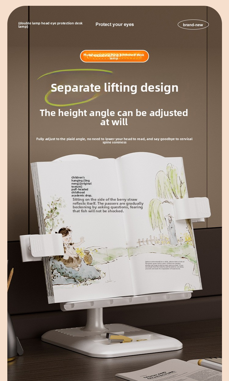 Lampada da studio a LED con supporto per libri e correzione posturale, illuminazione di livello AA, controllo touch, CRI 80-89, certificazione CE (modello 903A)_voghion.com