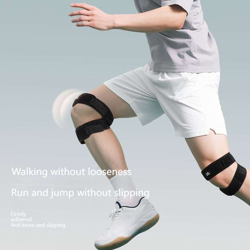 Fascia rotulea professionale in silicone con compressione traspirante per corsa, basket, fitness e sport (singola/coppia, nero-grigio/nero-rosa)_voghion.com