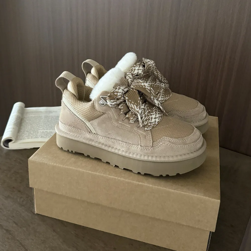 Tasman Trainers Women Lowmel Sand Australia Snow Designer Boots Sheep Fur Shoes Winter Sheepskin Padded Platform Booties_voghion.com