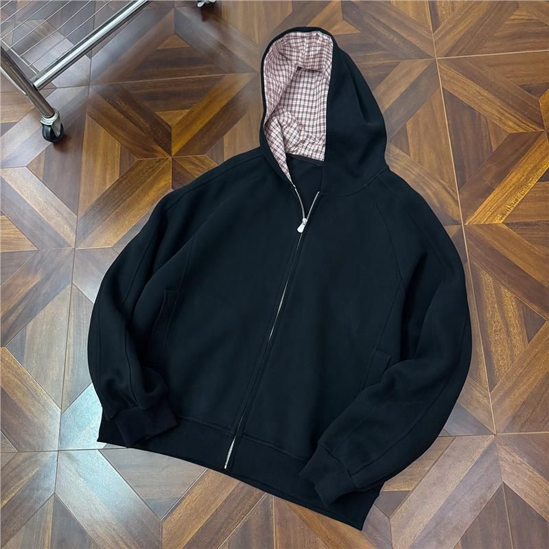 Felpa con cappuccio unisex con zip e motivo patchwork - Pullover Cleanfit pesante per uomo e donna | Giacca casual da streetwear_voghion.com