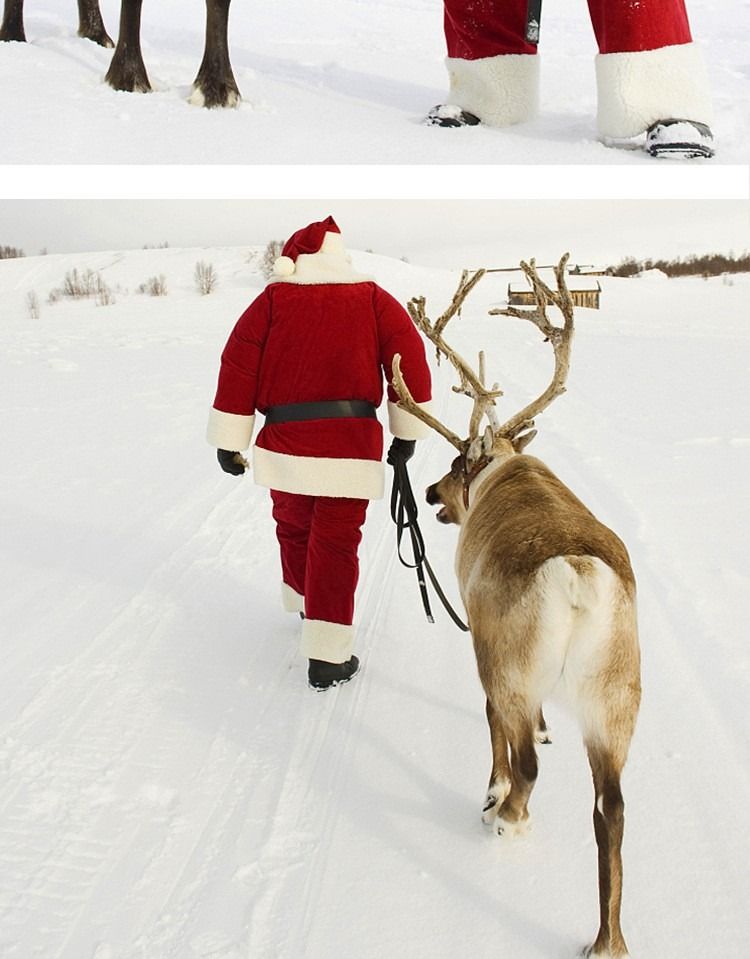 Costume de Père Noël en velours doré pour adulte - Ensemble de huit pièces pour Père Noël_voghion.com