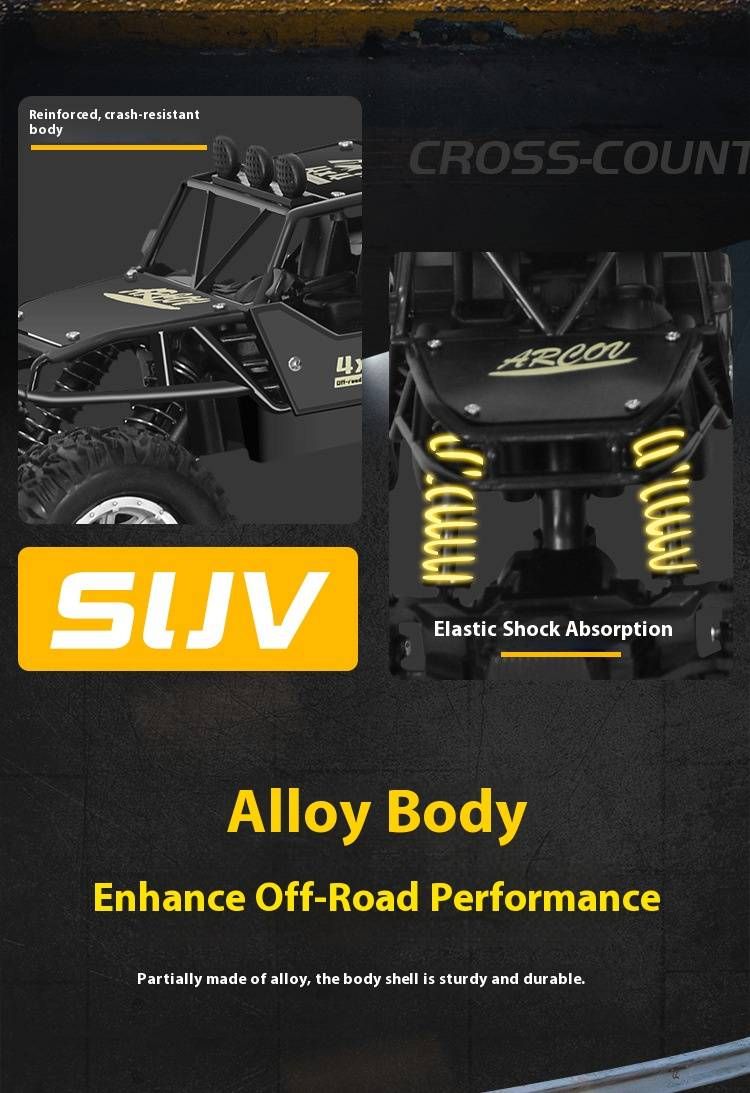 Riesiges 4WD RC-Stuntauto – Geländegängiger Offroad-Monstertruck mit wiederaufladbarer Batterie, Hochgeschwindigkeitsdrift und Klettern für Kinder (Schwarz/Gold oder Rot)_voghion.com
