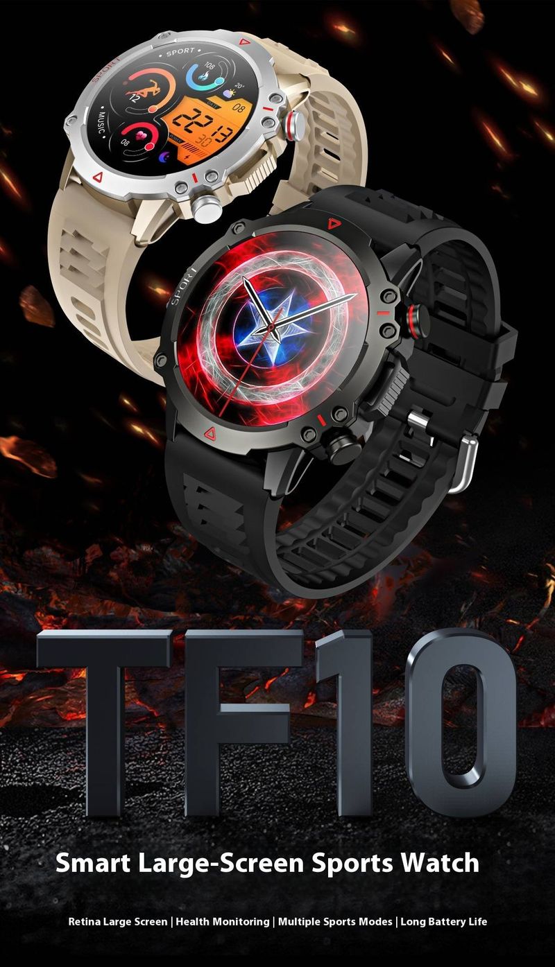 Smartwatch met Bluetooth-bellen, groot HD-scherm, bloeddruk- en hartslagmeter, IP68 waterdicht, multifunctionele fitnesstracker_voghion.com