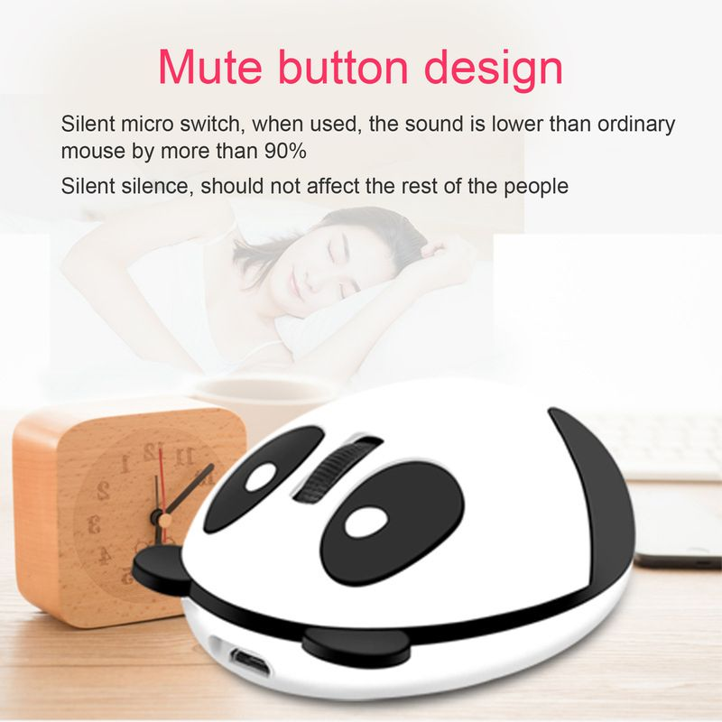 Farfi Wireless Cute Panda Design ABS Mute 2.4G 1200DPI Plug Play Optical Mouse for Desktop_voghion.com