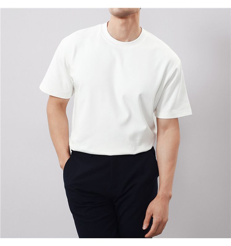 Live Supply Of High-quality Long-staple Cotton Men's Short-sleeved T-shirts, Non-marking Pressing Double-sided Liquid Ammonia Cotton Round Neck Large_voghion.com