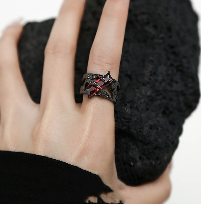 2025 Fashion Style New 2024, black punk nail, grape, rope, red bag, hollow, unisex, couple ring, men's and women's jewelry, gift_voghion.com