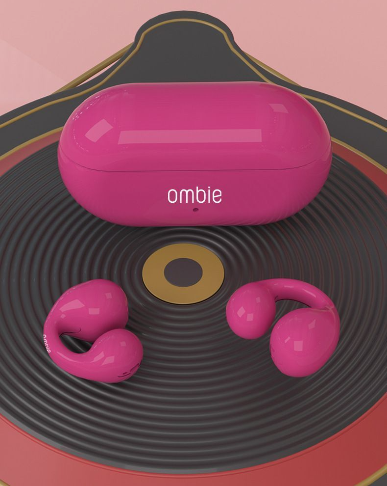 ombie Bone Conduction Bluetooth Earphones 5.4 Clip-On Wireless Non-In-Ear Large Battery Sports_voghion.com