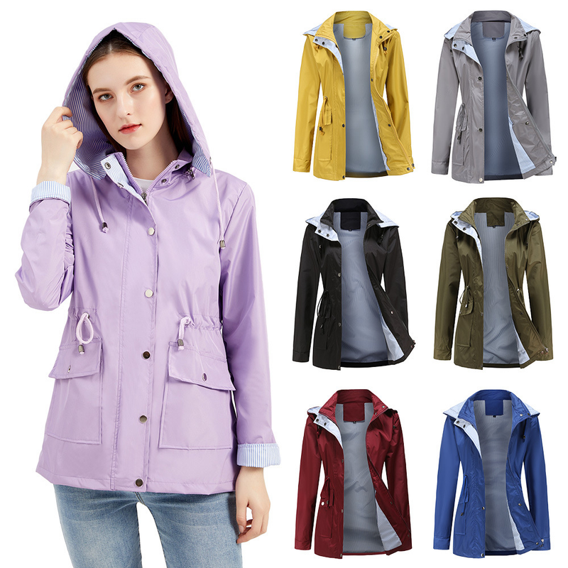 Nowa jesienno-zimowa odpinana czapka wiatrówka odzież plus size damska odzież wierzchnia płaszcz przeciwdeszczowy_voghion.com