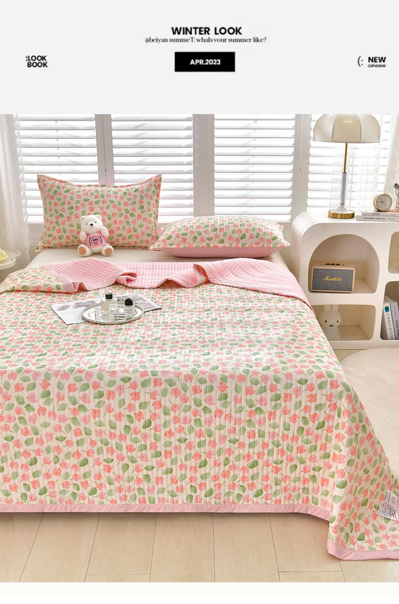 Home Textile Summer Bubble Cotton Quilted Bed Cover Single Piece Four Seasons Quilted Bed Sheet Mattress_voghion.com