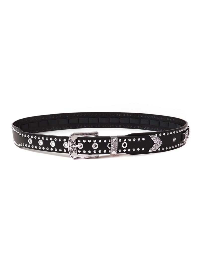 New Personality Commuting Claw Bead Rhinestone Black Women's Punk Style Alloy Belt_voghion.com