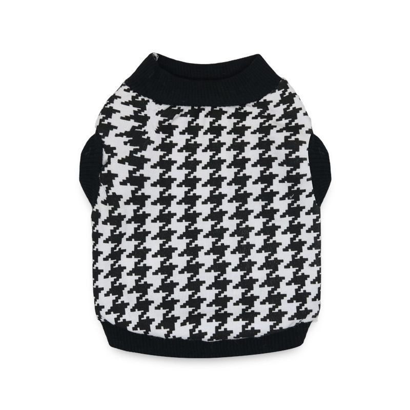 Abbigliamento per cani, gilet per animali domestici con stampa pied de poule, stile primaverile ed estivo_voghion.com