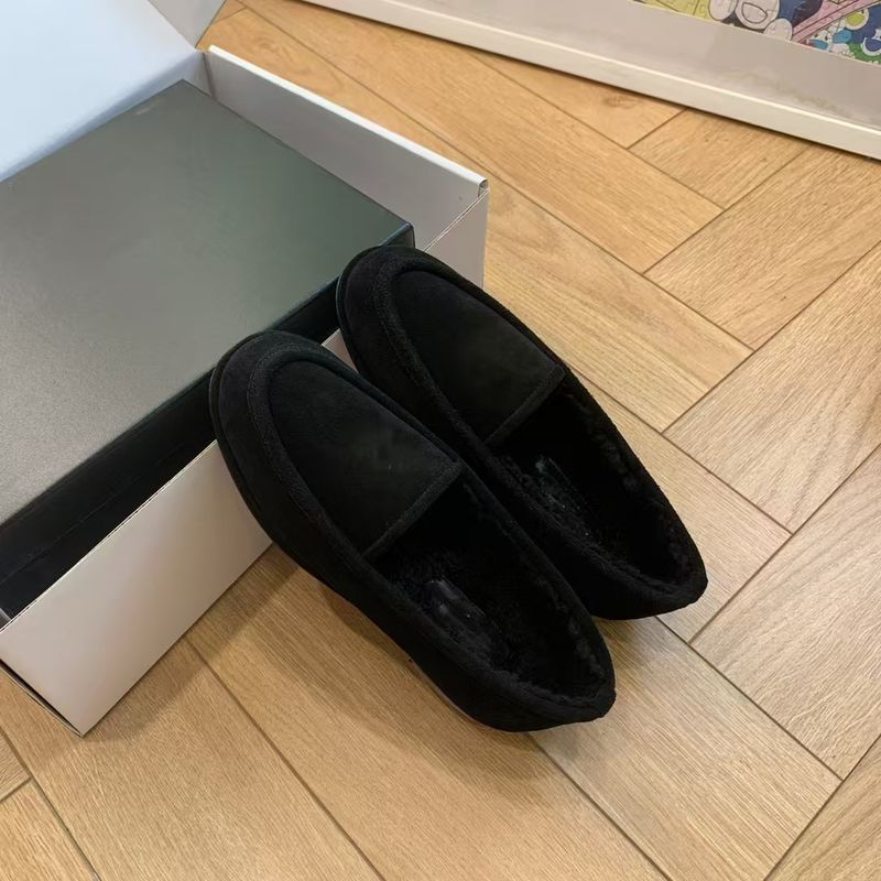 2024 Autumn Winter Maillard Suede Loafers, Integrated Fur Shoes With Plush, Comfortable And Versatile_voghion.com
