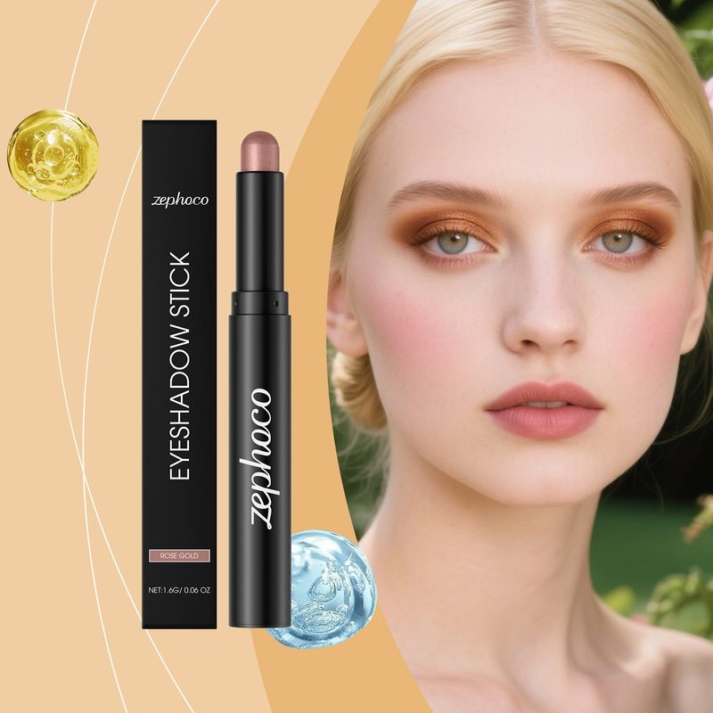 zephoco Roségold-Lidschattenstift, glänzend, glatt, zart, leicht aufzutragen, für jeden Tag, für Verabredungen, natürlich, langanhaltend_voghion.com