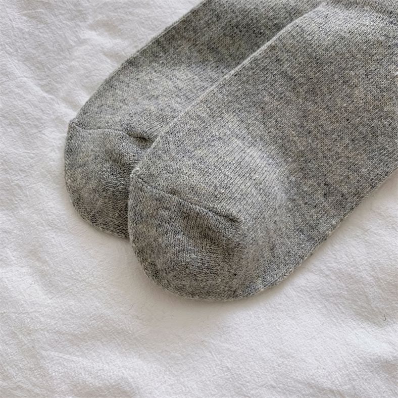 2 pezzi autunno e inverno nuovi calzini di lana caldi e spessi semplici tinta unita elastico alto Smig Face INS alla moda lunghezza media_voghion.com