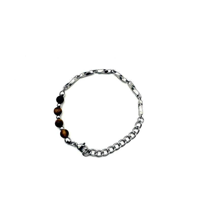 Jiage Personality Simple Mobius Bracelet Yellow Tiger Eye Stone Splicing Design High-end Sense Hand Accessories For Men_voghion.com